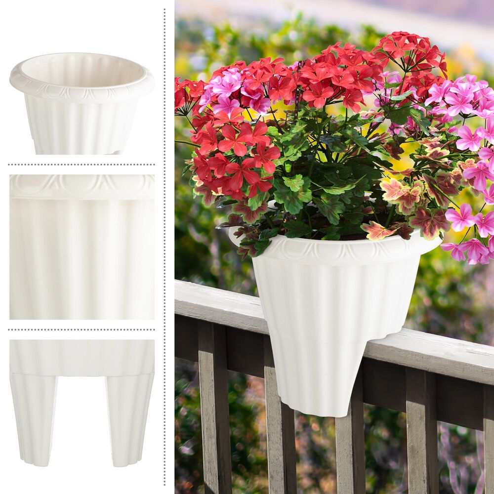 Timberlake 2.64-Gallon Deck Railing Planter in White, , large