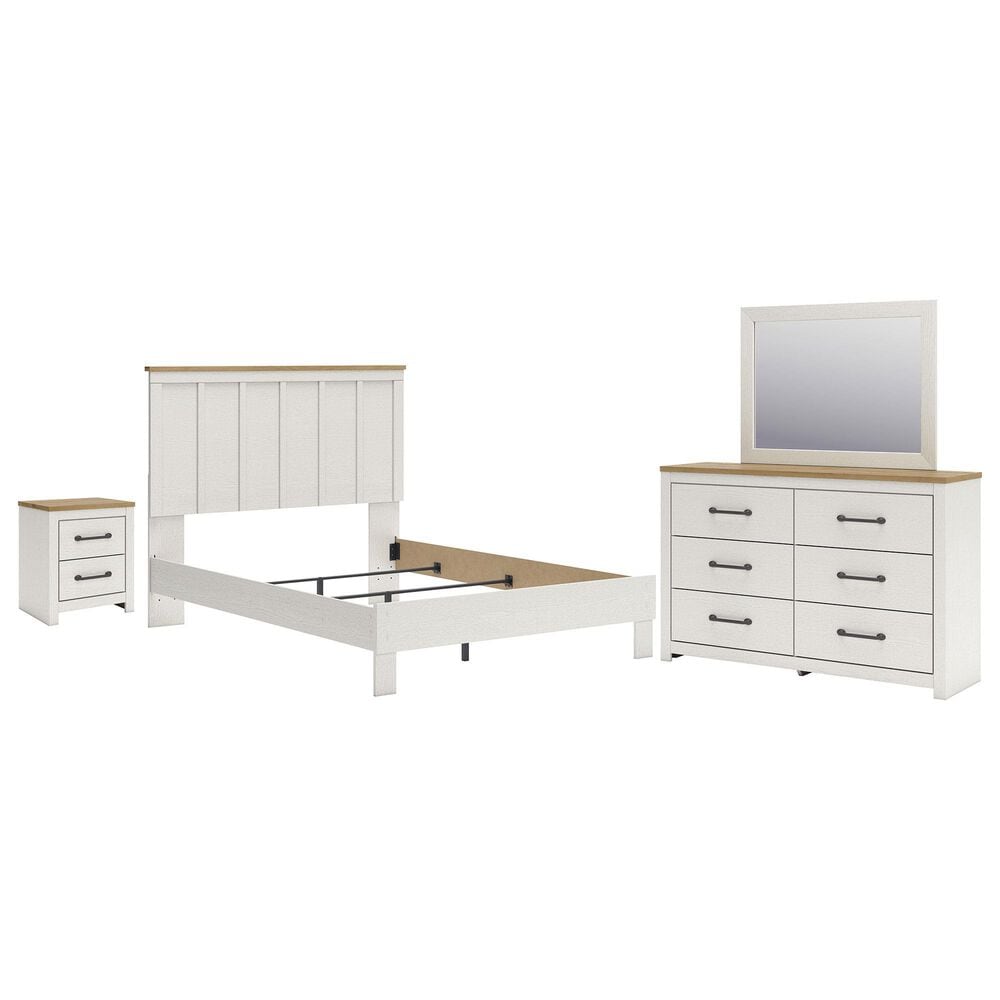 Ashley Linnocreek 4-Piece Queen Bedroom Set in White and Warm Brown, , large