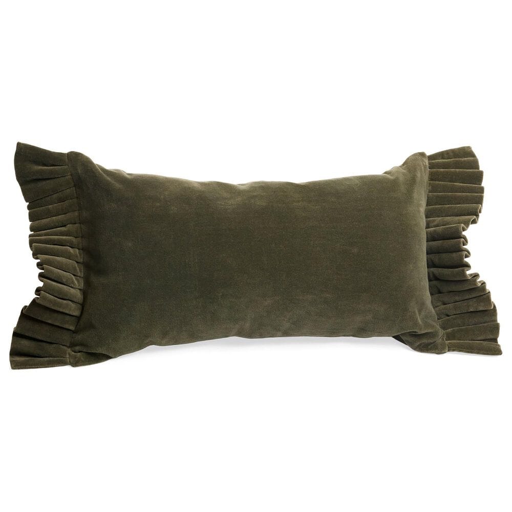 Accents De Ville 12" x 22" Lumbar Pillow with Sides Frills in Dark Olive, , large