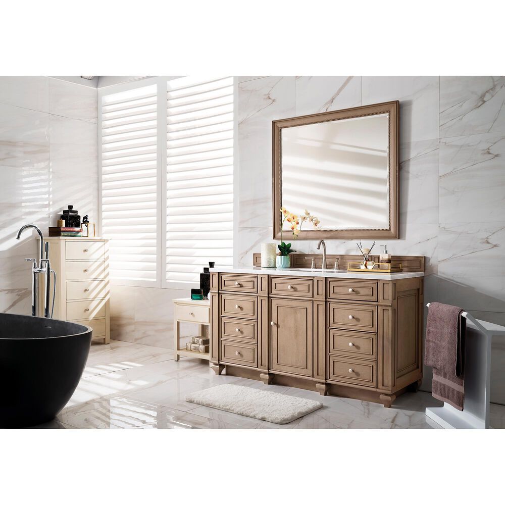 James Martin Vanities Bristol 36&quot; Single Bathroom Vanity in Whitewashed Walnut with 3 cm Arctic Fall Solid Surface Top and Rectangle Sink, , large