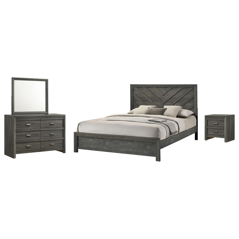 Crown Mark Valor 4-Piece King Bedroom Set in Gray, , large