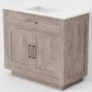 Lexora Home Abbey 36" Single Bathroom Vanity in Grey Oak with 2 cm White Quartz Top and Rectangular Sink, , large