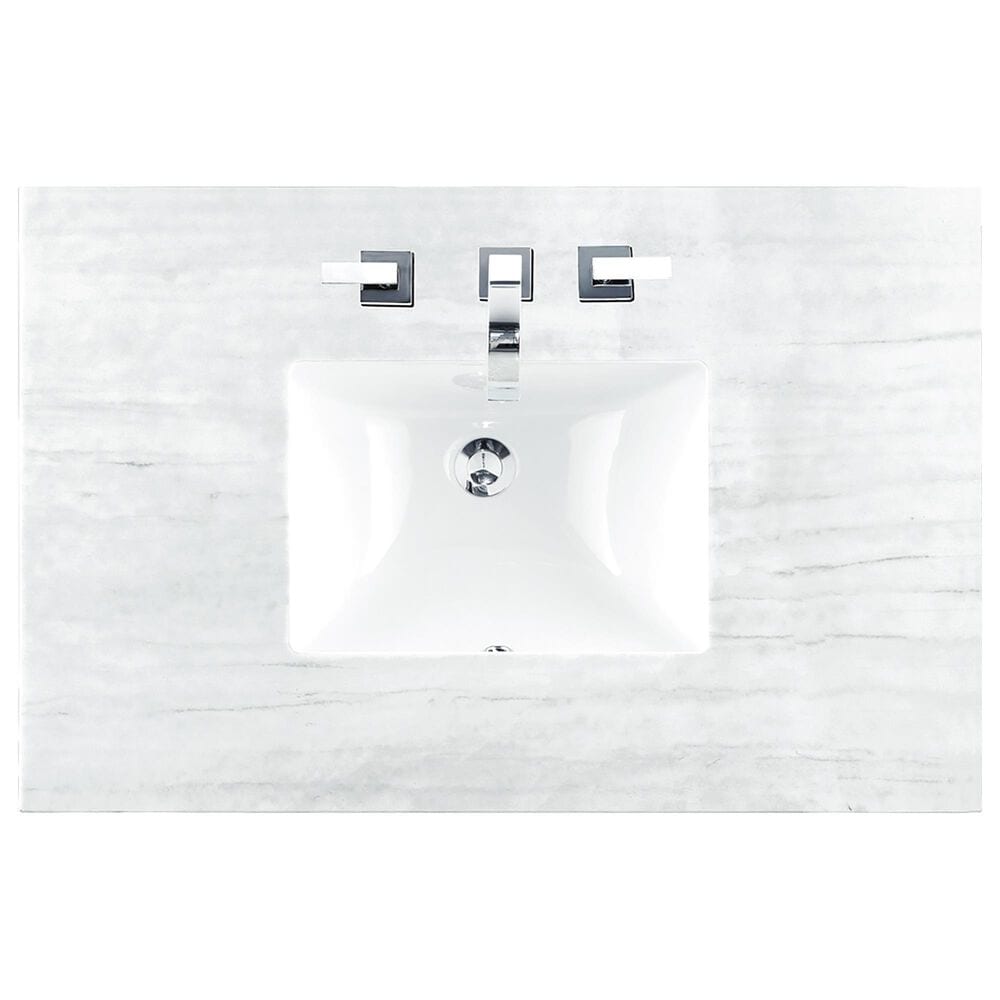 James Martin Vanities Hudson 36&quot; Single Bathroom Vanity in Light Natural Oak with 3 cm Arctic Fall Solid Surface Top and Rectangular Sink, , large