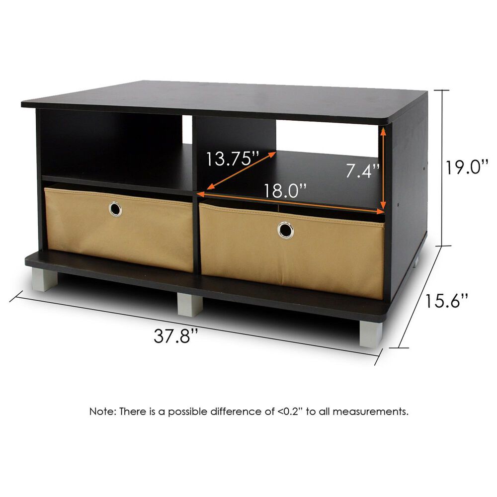 HOMLUX 37.8" Entertainment Center TV Stand with Bin Drawers in Espresso, , large