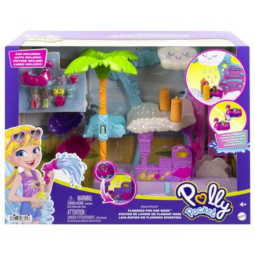 Polly Pocket Polly Pocket Pollyville Flamingo Fun Car Wash Playset, , large