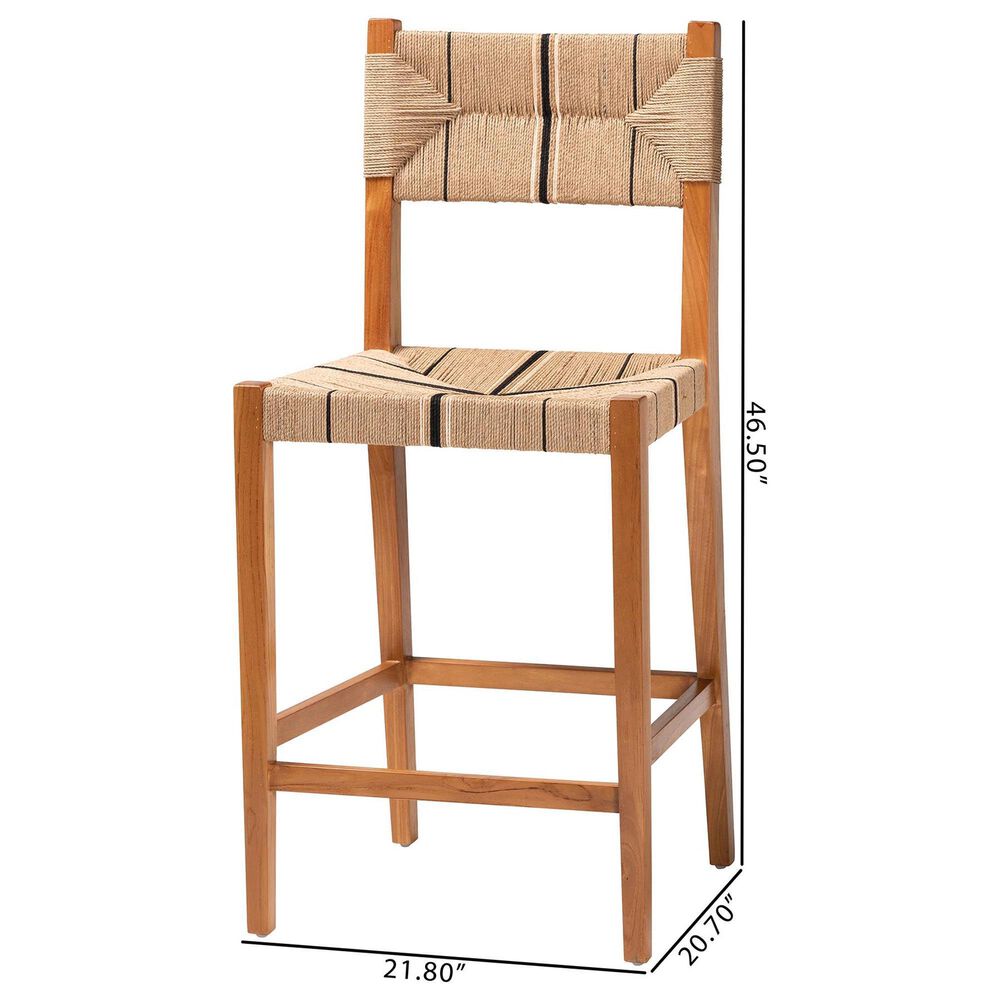Baxton Studio Prita Bar Stool in Brown and Natural (Set of 2), , large