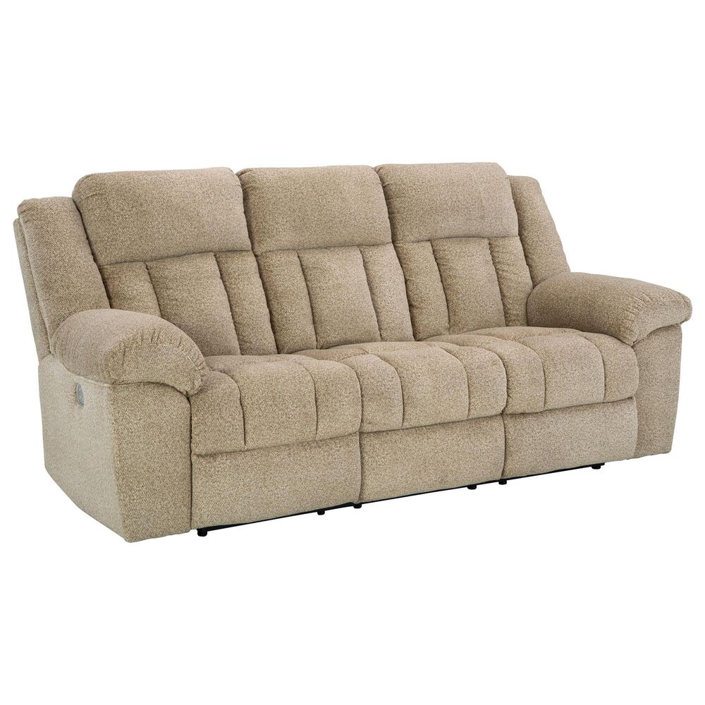 Ashley Tip-Off Power Reclining Sofa with Adjustable Headrest in Wheat, , large
