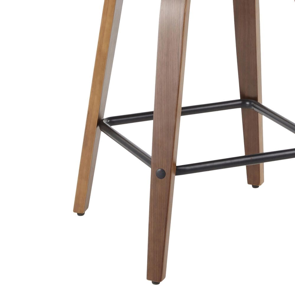 Lumisource Trevi Swivel Counter Stool with Orange Cushion in Walnut and Black &#40;Set of 2&#41;, , large