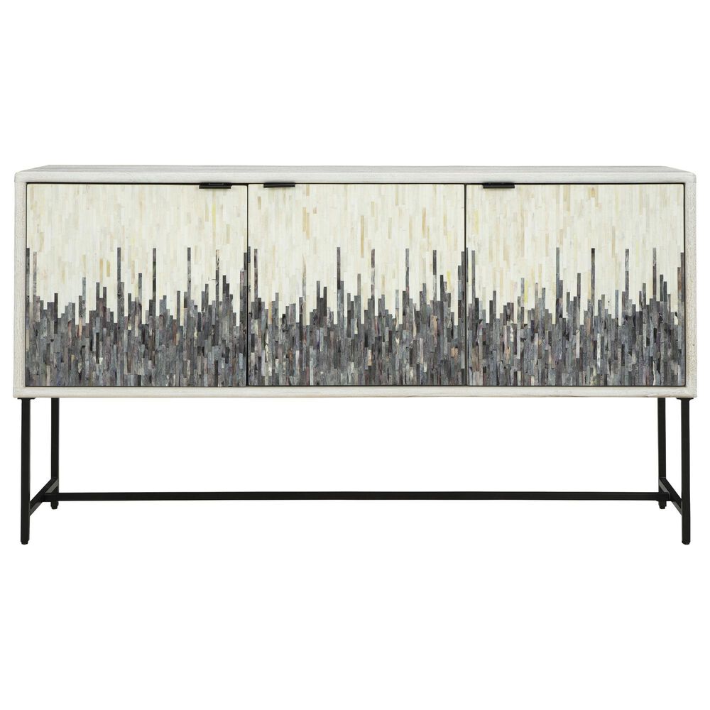 Ashley Freyton Accent Cabinet in Light Distressed White, Gray and Black, , large