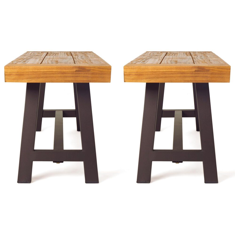 Hearth and Haven Carlisle Patio Bench in Brown &#40;Set of 2&#41;, , large
