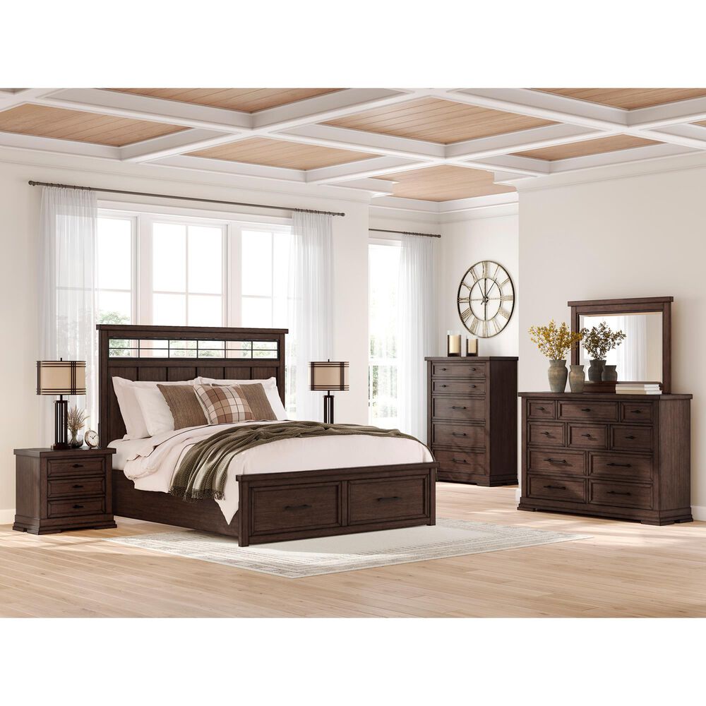 Ashley Taffenbrook 5-Piece King Storage Bedroom Set in Medium Brown and Black, , large