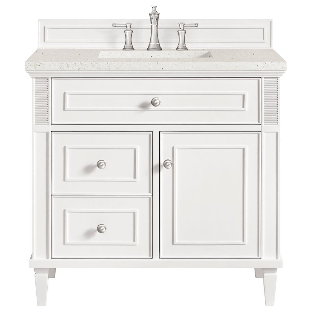 James Martin Vanities Lorelai 36&quot; Single Vanity in Bright White with 3 cm Lime Delight Quartz Top, , large