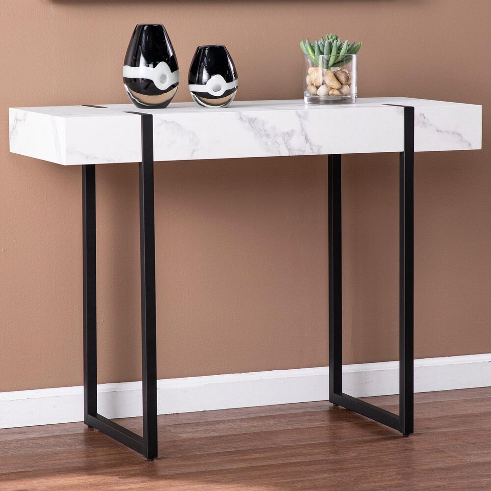 Southern Enterprises Rangley Console Table in Black and White, , large