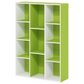 HOMLUX 11-Cube Reversible Open Shelf Bookshelf in Green and White, , large