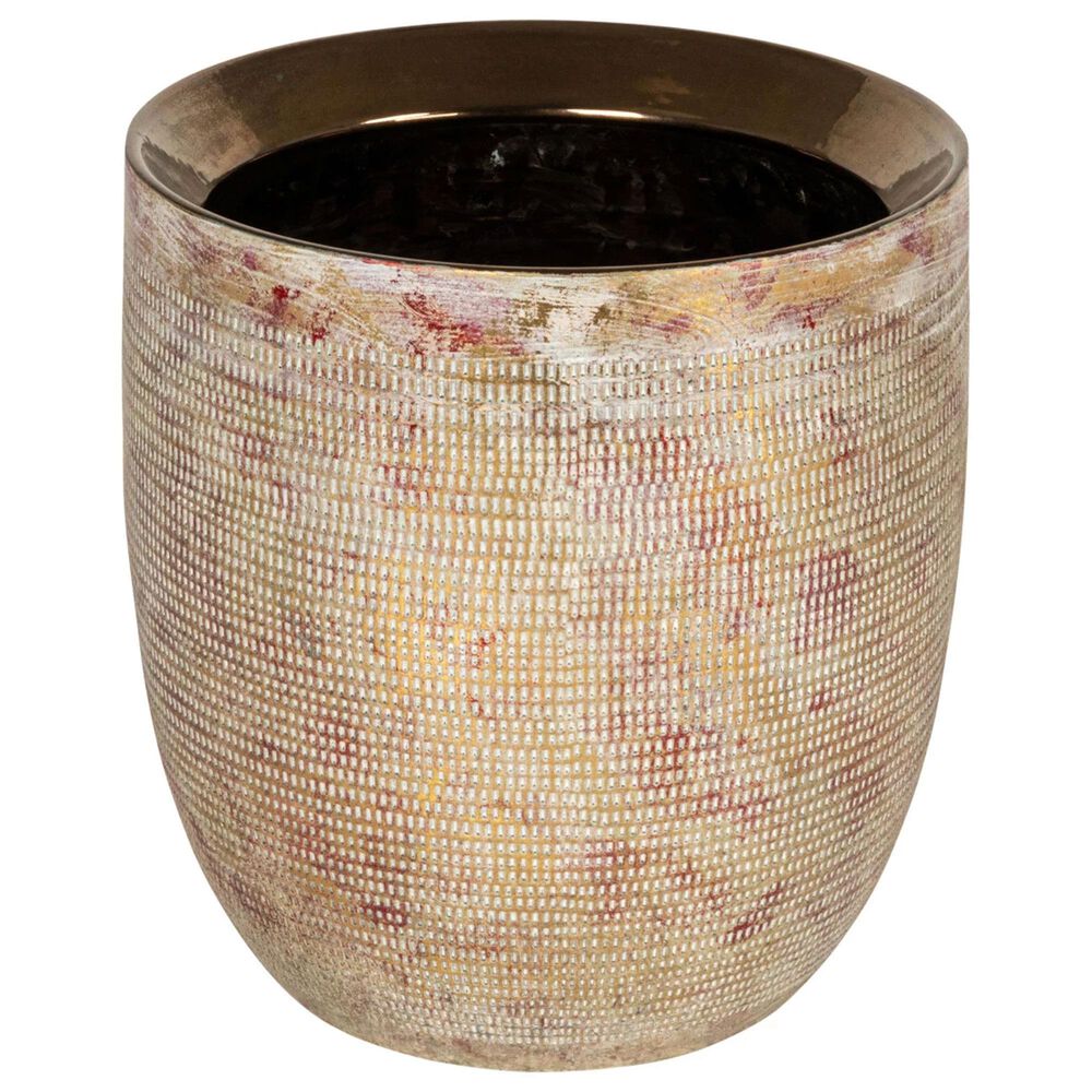 Creative Coop Embossed Textured Stoneware Planter in Metallic Gold, , large