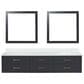 Lexora Home Castor 84" Double Bathroom Vanity in Black with 2 cm White Cultured Marble Top, Rectangular Sinks and 36" Mirrors, , large