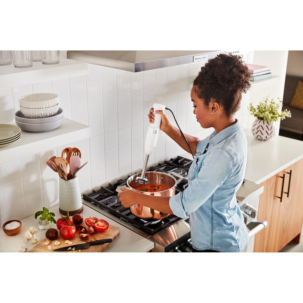 KitchenAid Corded Variable Speed Hand Blender in White, , large