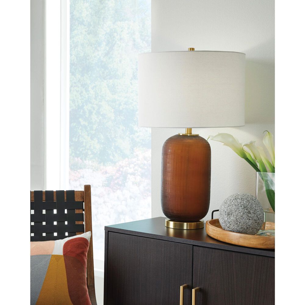 Ashley Farberman Glass Table Lamp in Amber and Gold, , large