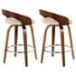 LumiSource Grotto 26" Swivel Counter Stool with Cream Faux Leather Upholstery in Walnut and Chrome (Set of 2), , large