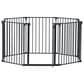 HOMLUX 8-Panel Adjustable Pet Gate in Black, , large