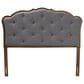 Baxton Studio Leandra Queen Panel Headboard with Grey Upholstered in Walnut Brown, , large