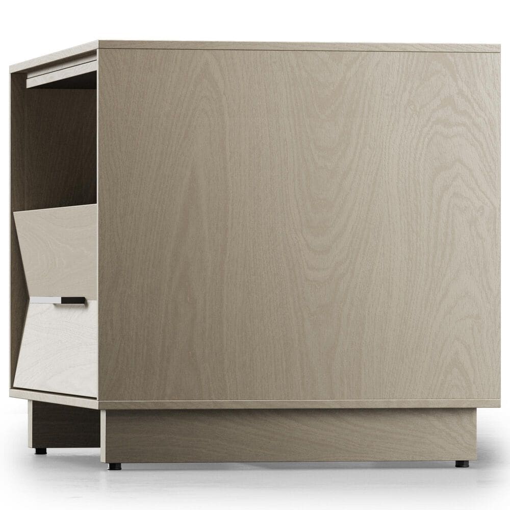 BDI Kara Queen Platform Bed and Two Nightstands in Washed Oak, , large