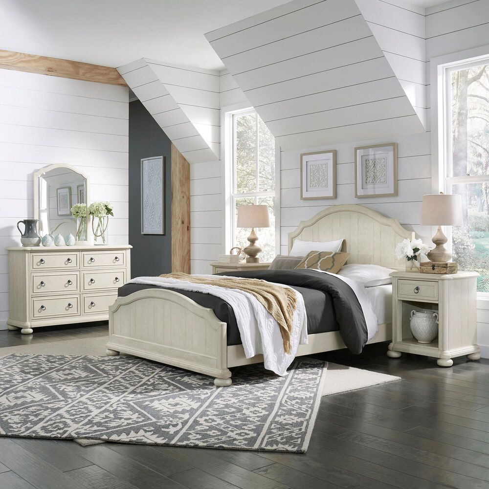 Homestyles Provence 4 Piece Queen Bed Set in Antiqued White, , large