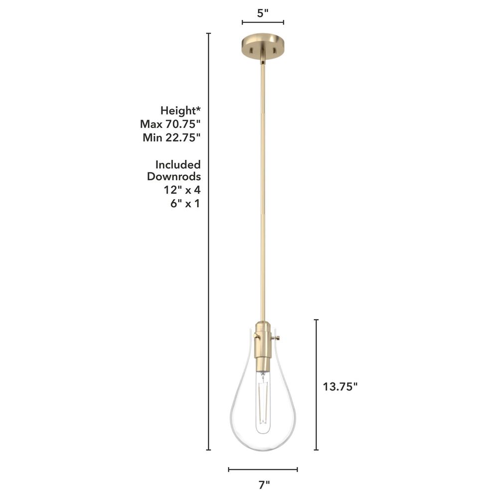 Hunter Lundin 7&quot; 1-Light Pendant in Alturas Gold, , large
