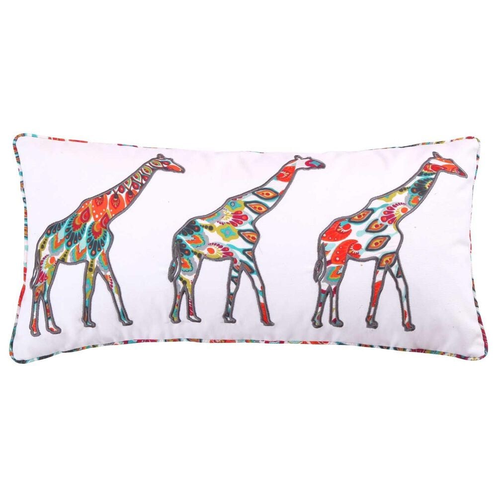 Levtex Mirage 12" x 24" Three Giraffes Lumbar Throw Pillow in White, Orange and Teal, , large
