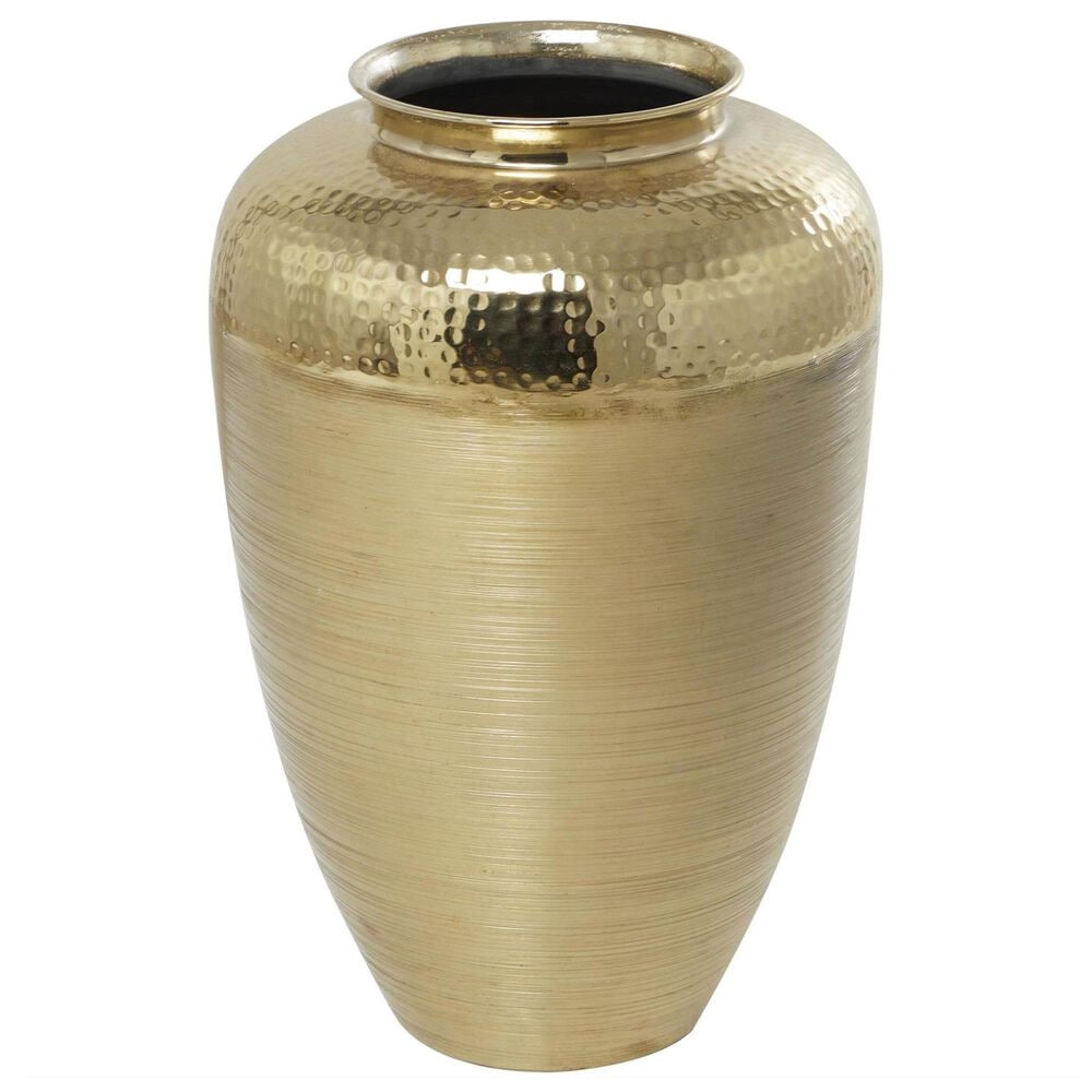 Maple and Jade 18&quot; Decorative Vase with Hammered Top in Brushed Gold, , large