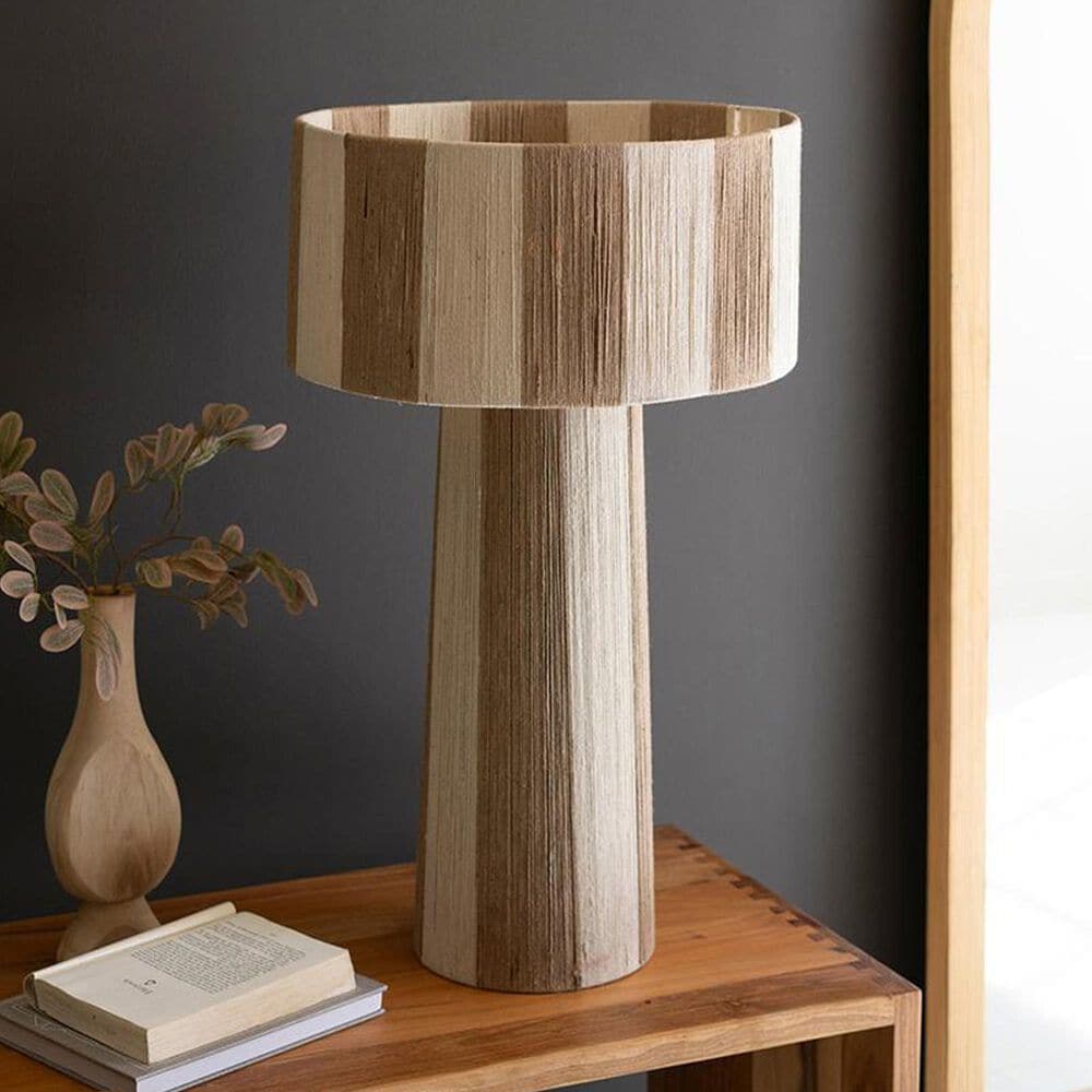 Kalalou Striped Table Lamp in Natural and White, , large