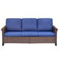 Sunwell Garden 32"H 3-Seater Outdoor Sofa with Wide Armrests and Navy Cushion in Brown, , large