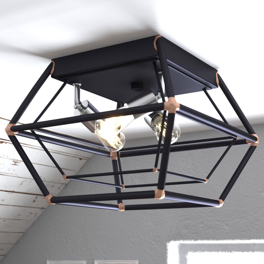 Vaxcel Bartlett 3-Light Flush Mount in Oil Rubbed Bronze and Satin Nickel, , large