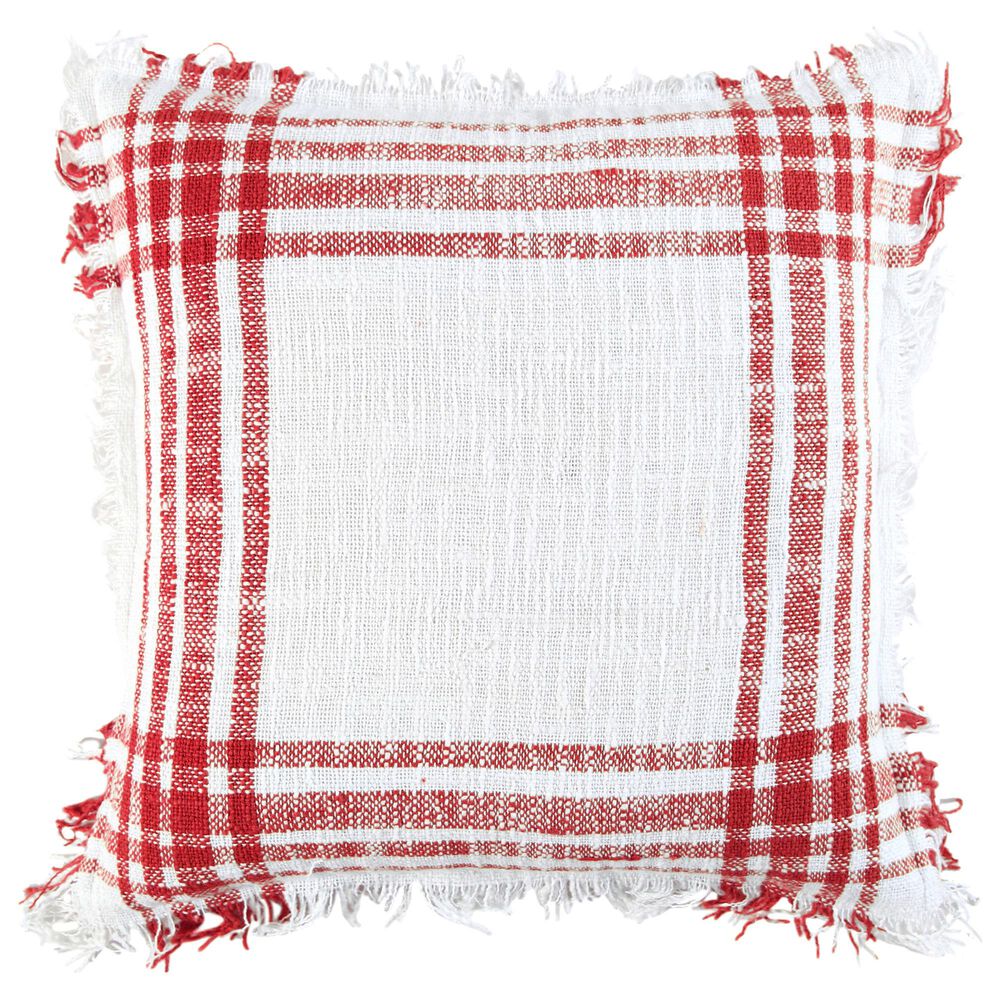 Rizzy Home 18" Pillow Cover in White/Red, , large