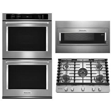 Whirlpool 3-Piece Kitchen Package with 30" Built-In Convection Double Wall Oven and 19.125" Microwave in Stainless Steel, , large