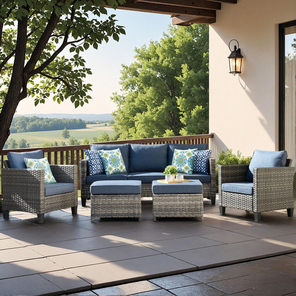 HOMLUX 5-Piece Outdoor Patio Furniture Set in  Denim Blue, , large