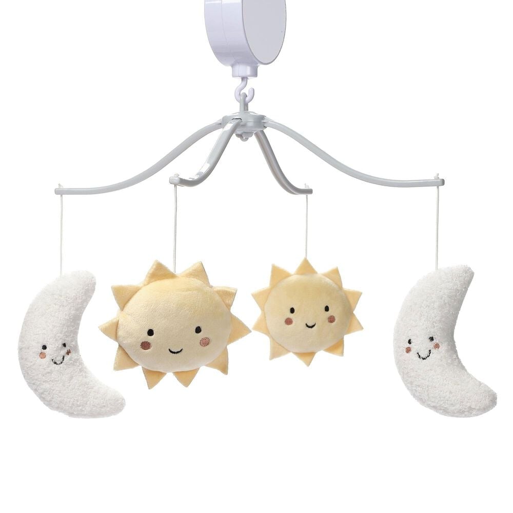 Lambs and Ivy Little Star Musical Baby Crib Mobile Soother Toy in Gray, Soft White and Creamy Yellow, , large