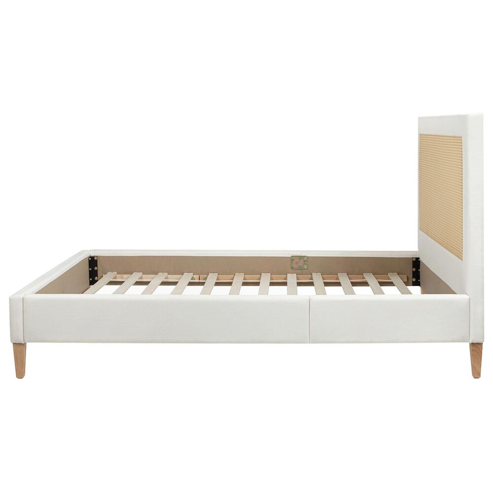 Hearth and Haven Haley Queen Platform Bed with Antique White Upholstery in Natural, , large