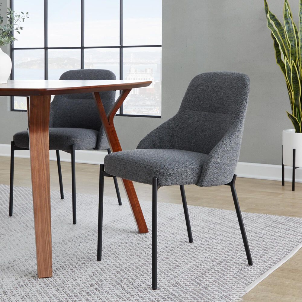Lumisource York Side Chair with Dark Grey Upholstered in Black &#40;Set of 2&#41;, , large