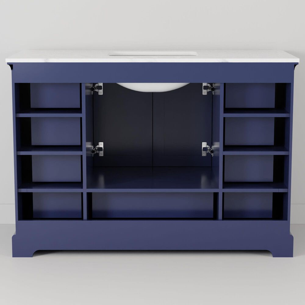 Lexora Home Dukes 48" Single Bathroom Vanity in Navy Blue with 2 cm White Cultured Marble Top and Rectangular Sink, , large