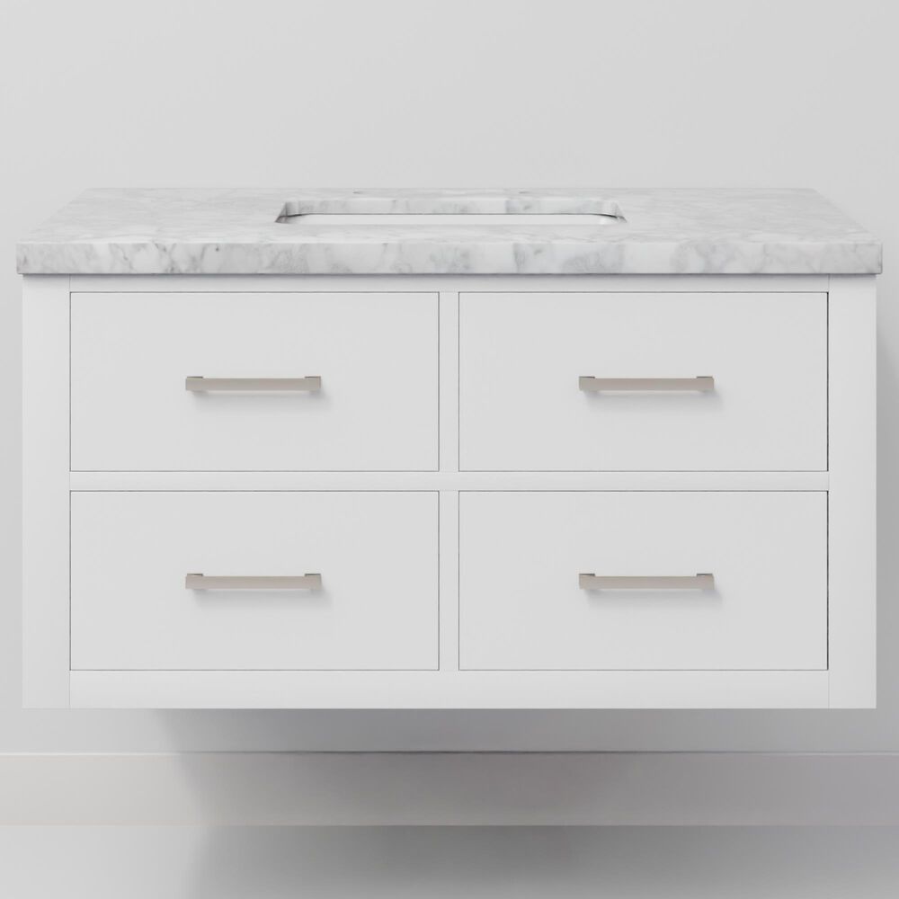 Lexora Home Castor 36" Single Bathroom Vanity in White with 2 cm White Carrara Marble Top and Rectangular Sink, , large