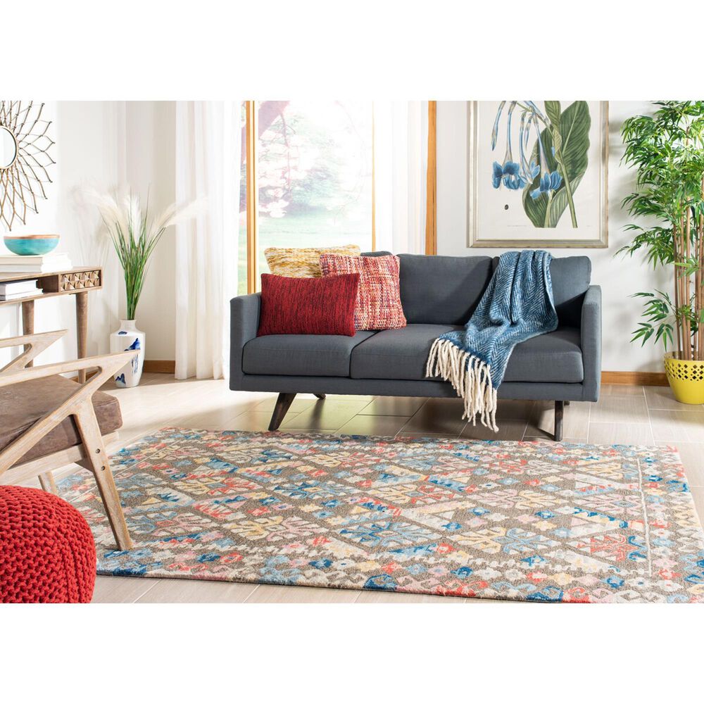 Safavieh Micro-Loop MLP351F 4&#39; x 6&#39; Gray and Blue Area Rug, , large