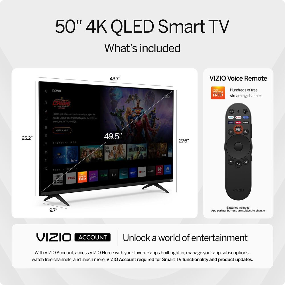 VIZIO 50&quot; Class Quantum 4K QLED Ultra HD with HDR in Black - Smart TV, , large