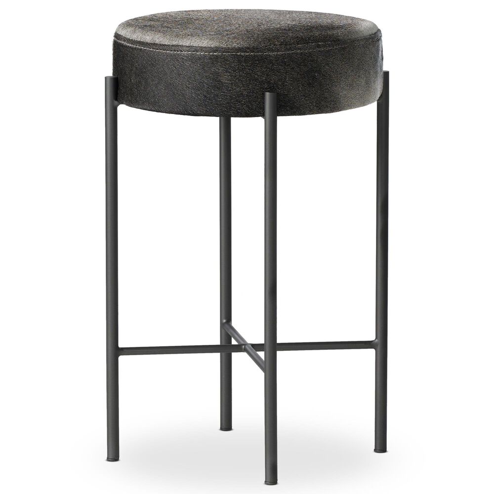 Four Hands Nocona Counter Stool in Gunmetal and Natural Hide in Black, , large