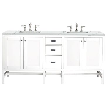 James Martin Vanities Addison 72" Double Bathroom Vanity in Glossy White with 3 cm Ethereal Noctis Quartz Top and Rectangular Sinks, , large