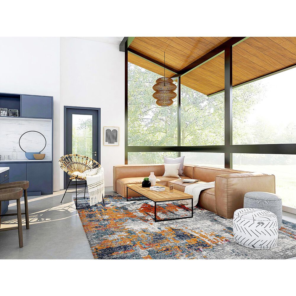 Amer Rugs Montana 7&#39;10&quot; x 10&#39;10&quot; Orange and Blue Area Rug, , large