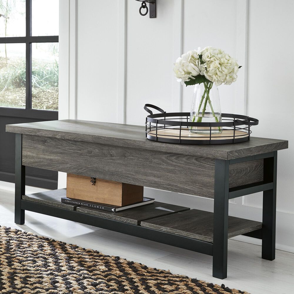 Ashley Rhyson Storage Bench in Gray, Brown and Black, , large