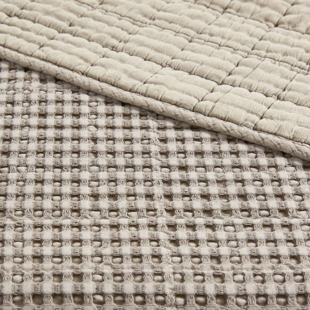 Levtex Mills Waffle 3-Piece Full/Queen Quilt Set in Taupe, , large