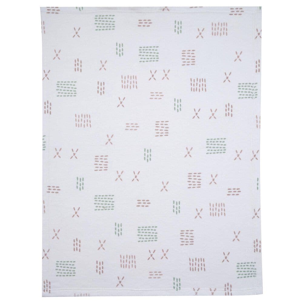 Lambs &amp; Ivy Farmyard Friends Baby Blanket in White, Taupe and Sage Green, , large