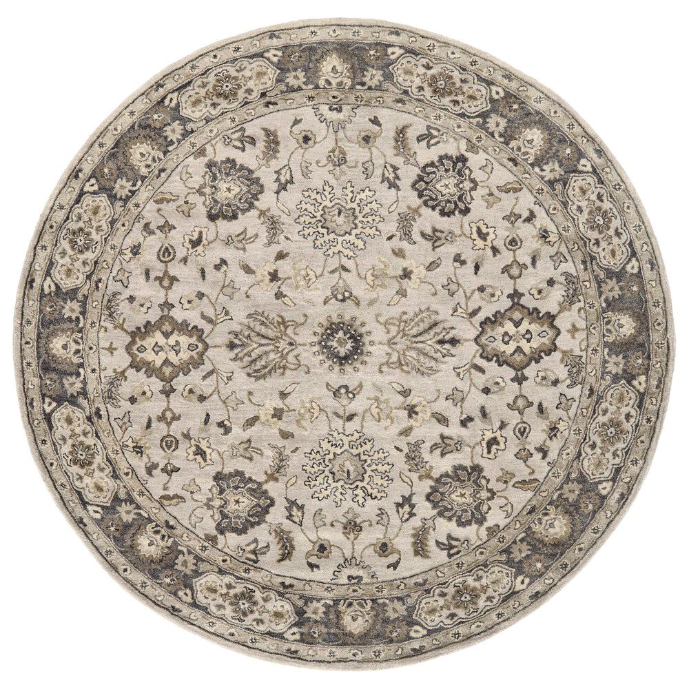 Feizy Eaton 10" Round Gray Area Rug, , large